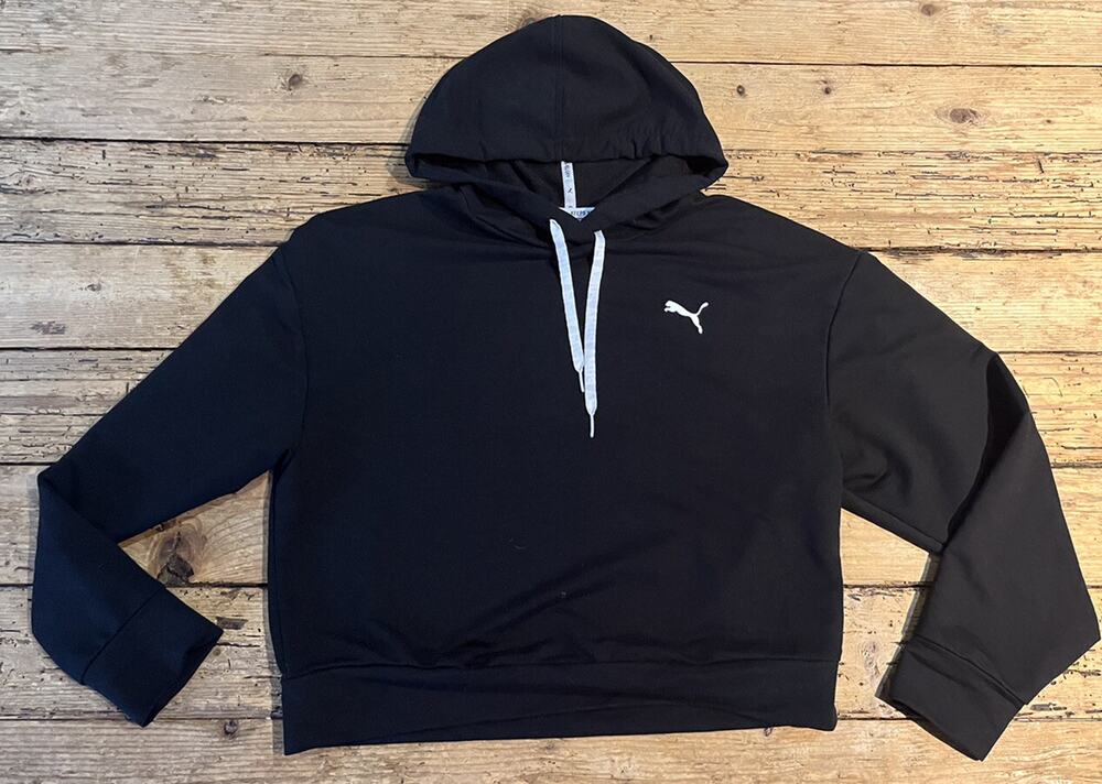 Puma Womens Size S Black Crop Hoodie NWOT